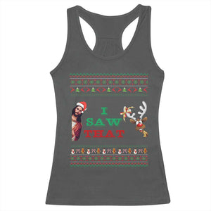 Jesus I Saw That Meme Racerback Tank Top Funny Ugly Christmas Religious Christian TS10 Dark Heather Print Your Wear