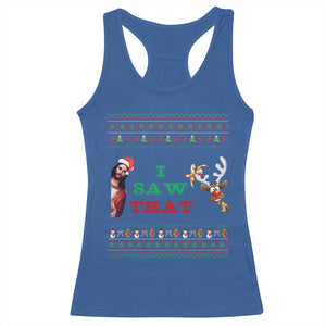 Jesus I Saw That Meme Racerback Tank Top Funny Ugly Christmas Religious Christian TS10 Royal Blue Print Your Wear