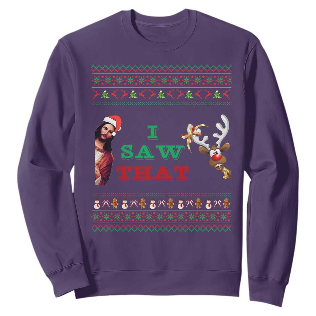 Jesus I Saw That Meme Sweatshirt Funny Ugly Christmas Religious Christian TS10 Purple Print Your Wear