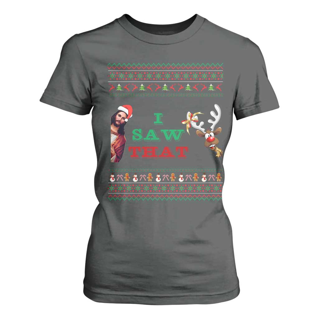 Jesus I Saw That Meme T Shirt For Women Funny Ugly Christmas Religious Christian TS10 Dark Heather Print Your Wear