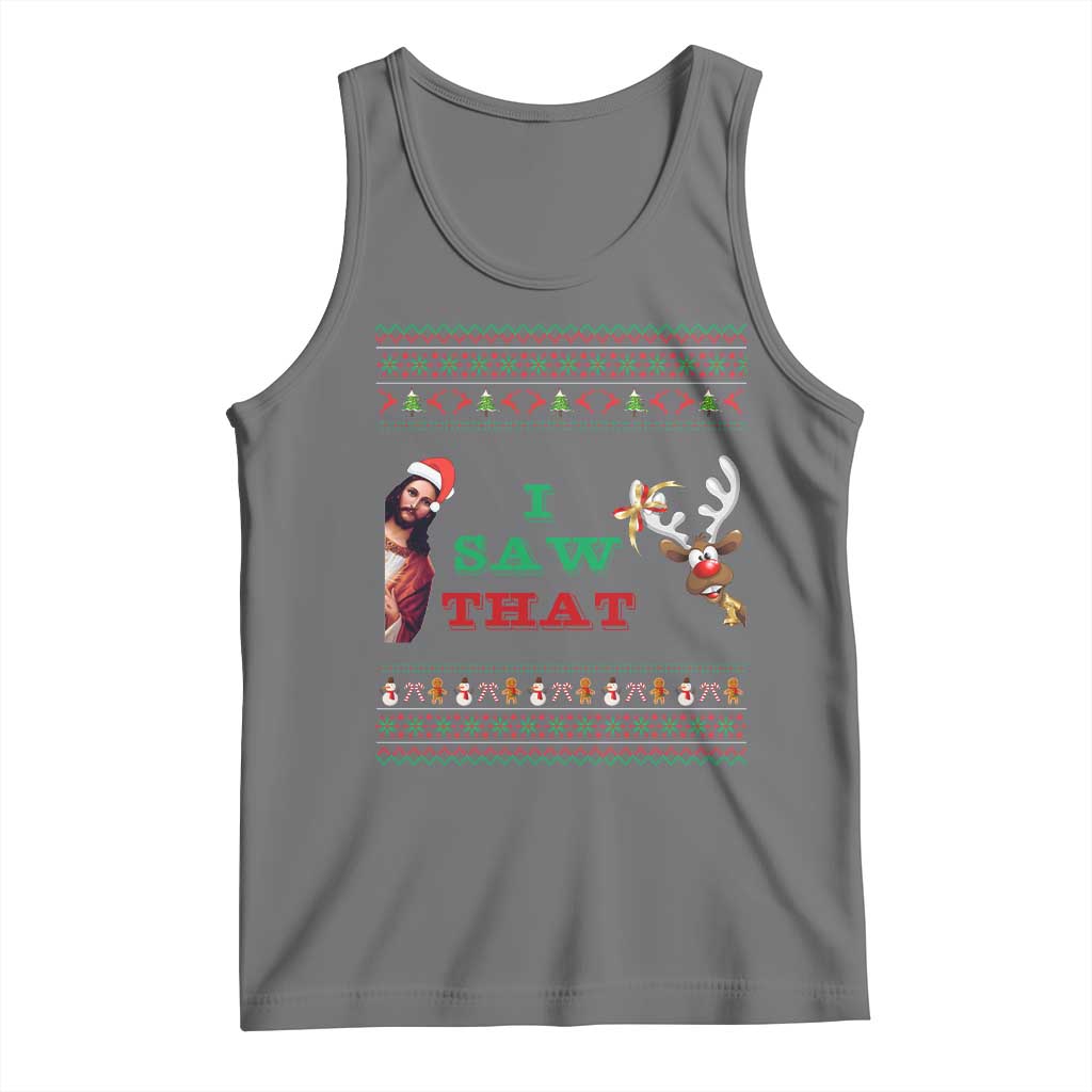Jesus I Saw That Meme Tank Top Funny Ugly Christmas Religious Christian TS10 Black Heather Print Your Wear