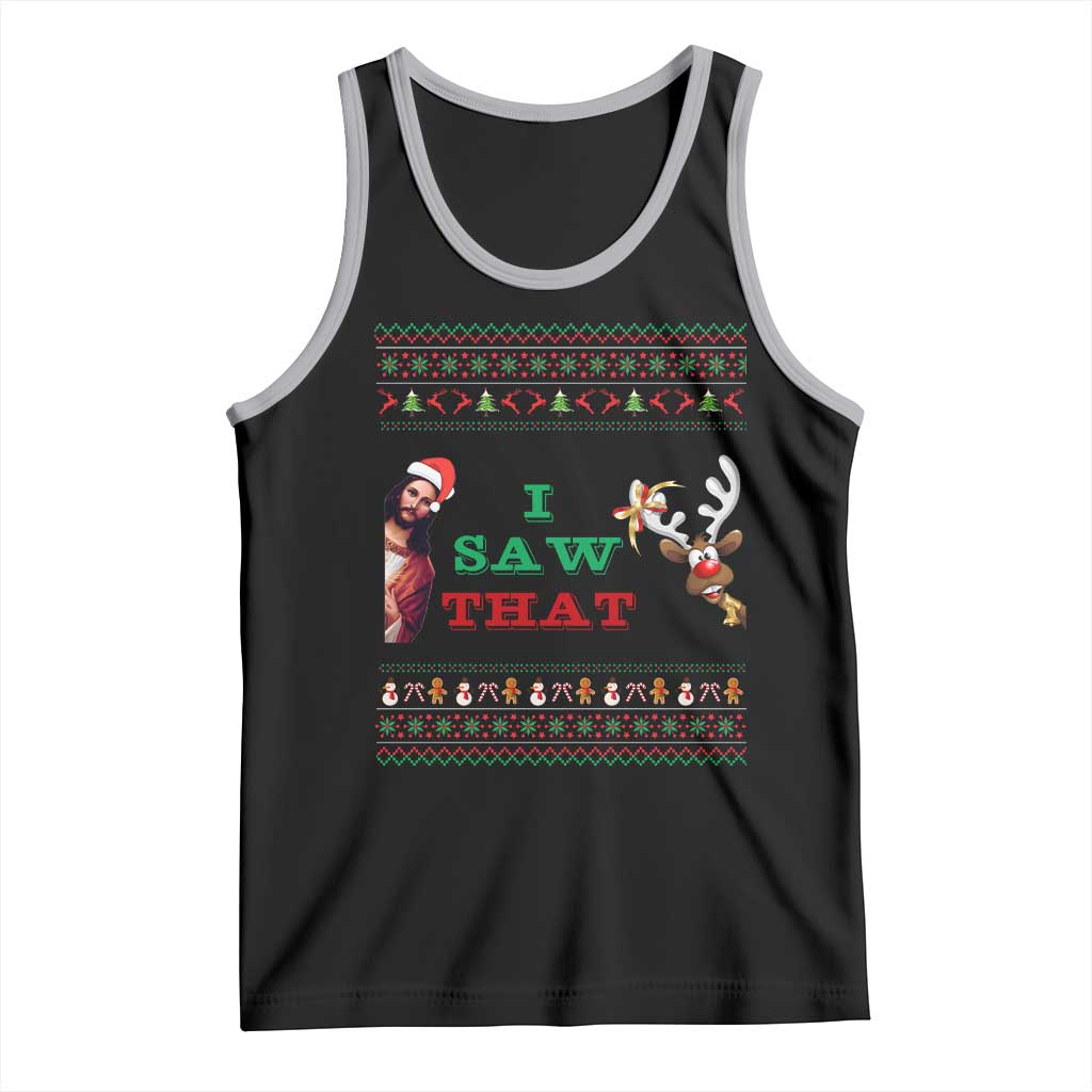 Jesus I Saw That Meme Tank Top Funny Ugly Christmas Religious Christian TS10 Black Athletic Heather Print Your Wear