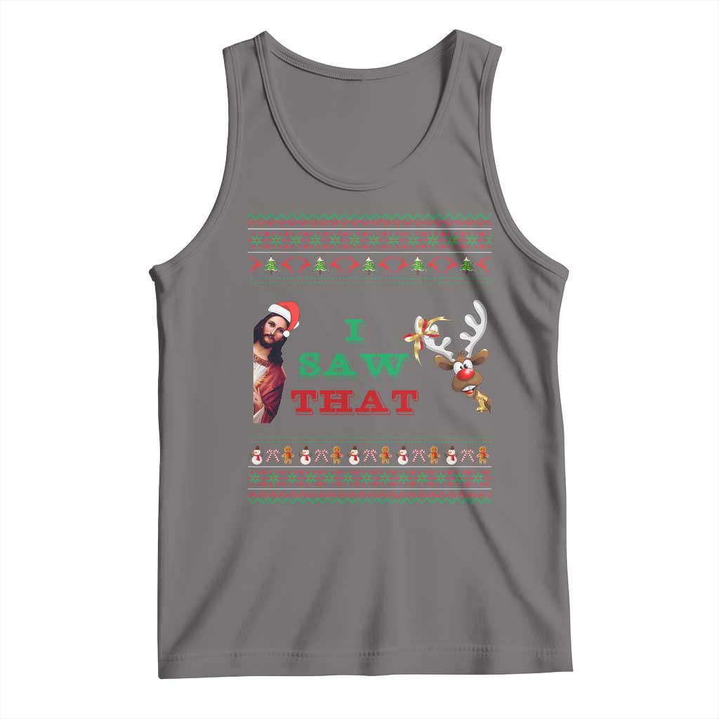 Jesus I Saw That Meme Tank Top Funny Ugly Christmas Religious Christian TS10 Deep Heather Print Your Wear
