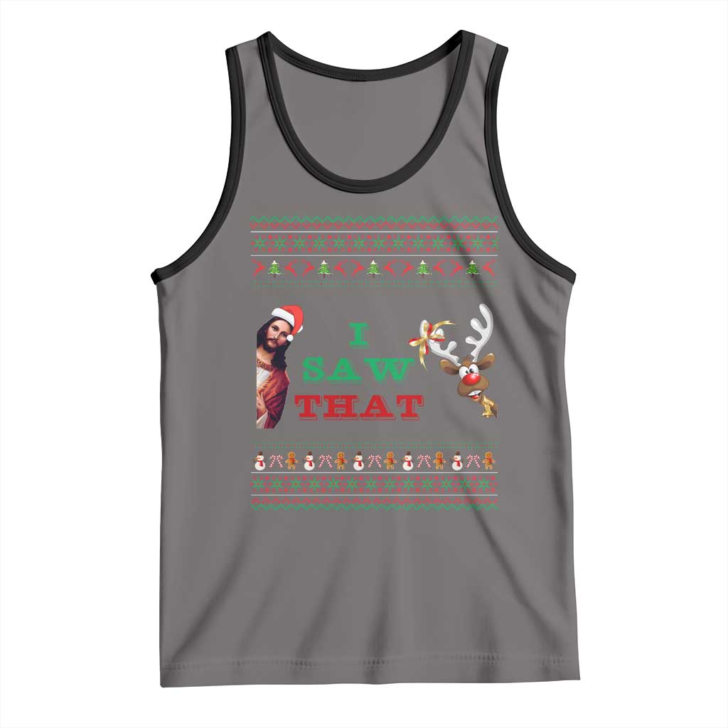 Jesus I Saw That Meme Tank Top Funny Ugly Christmas Religious Christian TS10 Deep Heather Black Print Your Wear