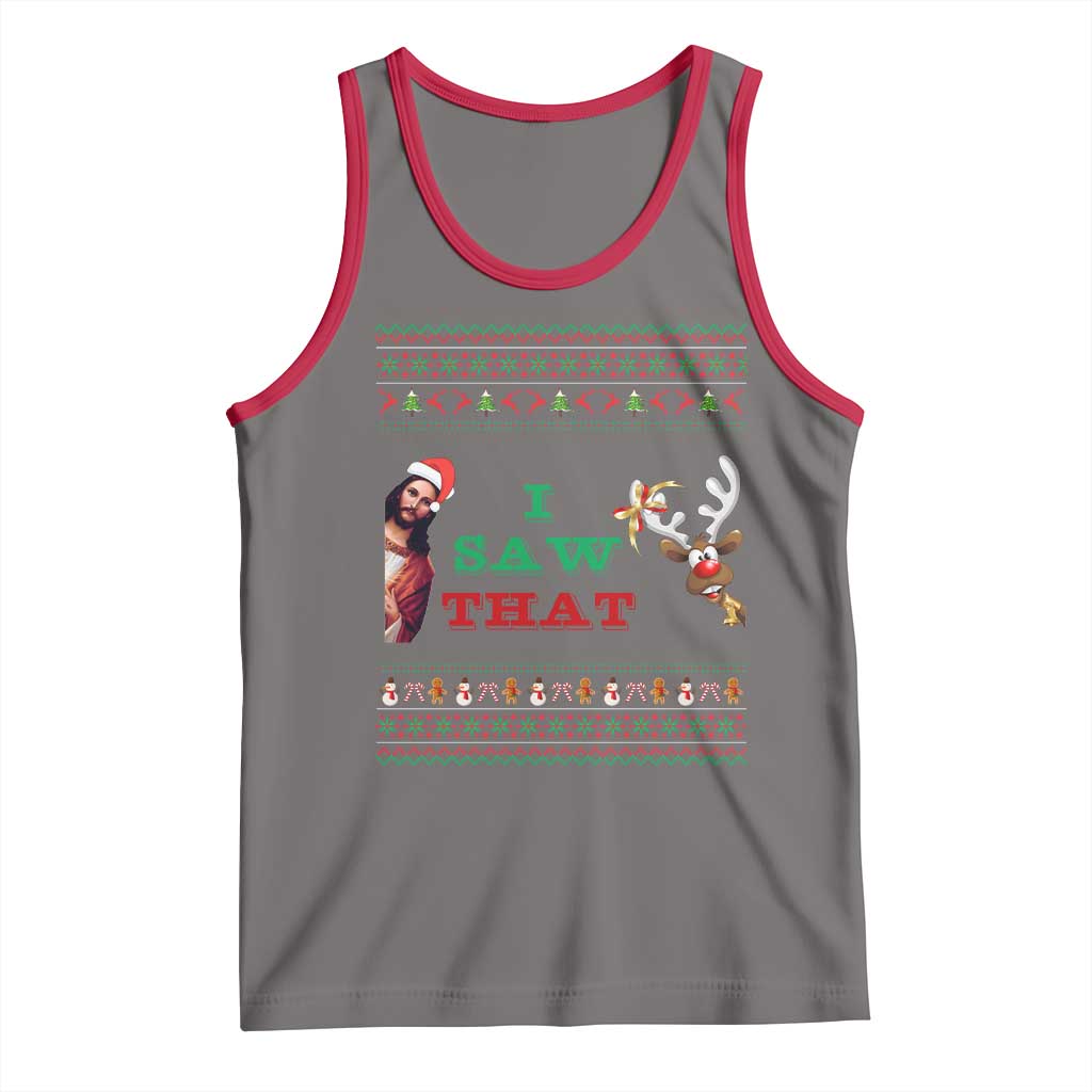 Jesus I Saw That Meme Tank Top Funny Ugly Christmas Religious Christian TS10 Deep Heather Red Print Your Wear