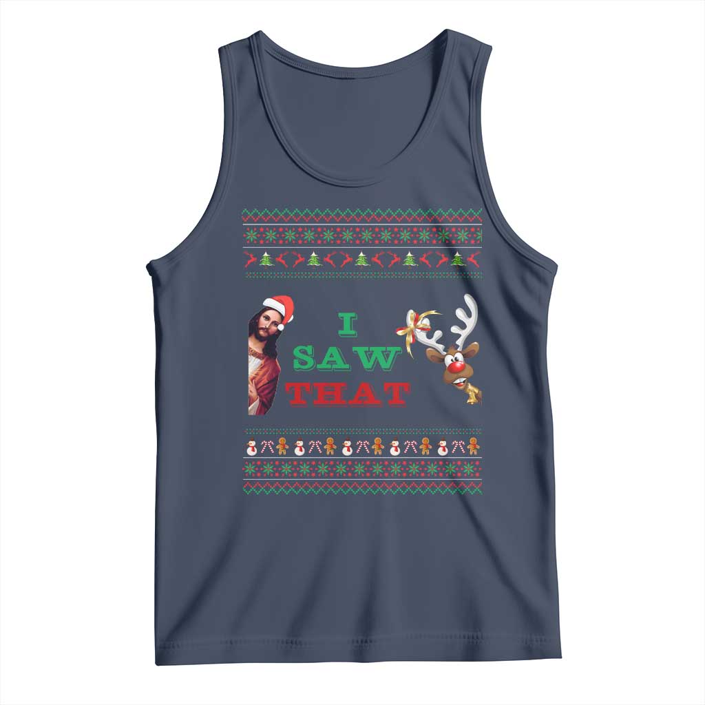 Jesus I Saw That Meme Tank Top Funny Ugly Christmas Religious Christian TS10 Navy Print Your Wear
