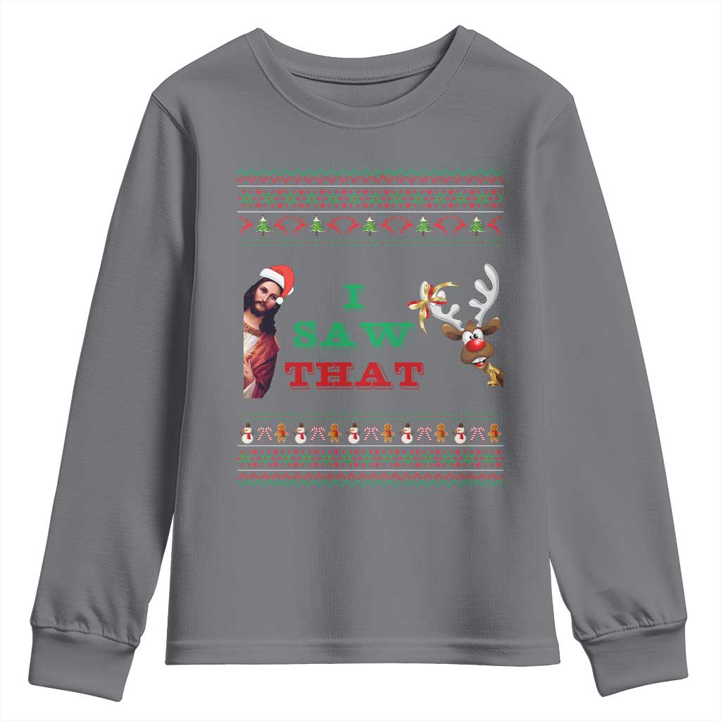 Jesus I Saw That Meme Youth Sweatshirt Funny Ugly Christmas Religious Christian TS10 Charcoal Print Your Wear