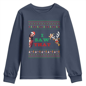 Jesus I Saw That Meme Youth Sweatshirt Funny Ugly Christmas Religious Christian TS10 Navy Print Your Wear