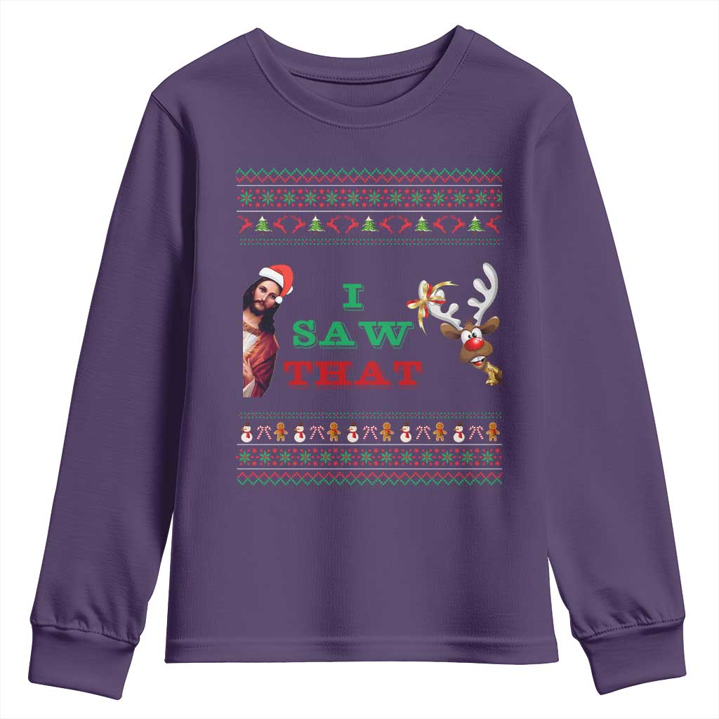 Jesus I Saw That Meme Youth Sweatshirt Funny Ugly Christmas Religious Christian TS10 Purple Print Your Wear