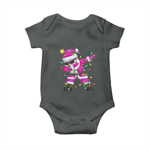 Dabbing Santa Baby Onesie Xmas Lights Pink Christmas Gifts TS10 Dark Heather Print Your Wear