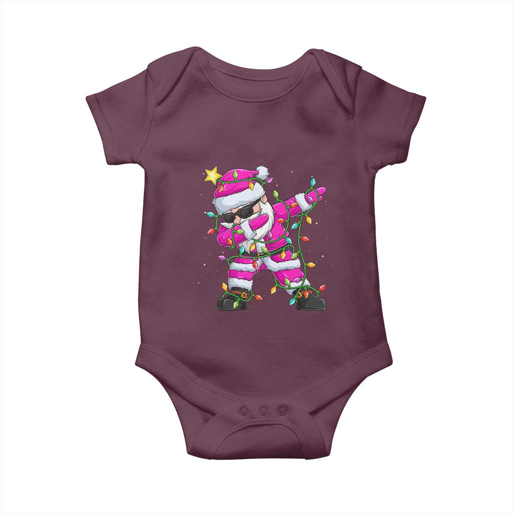 Dabbing Santa Baby Onesie Xmas Lights Pink Christmas Gifts TS10 Maroon Print Your Wear