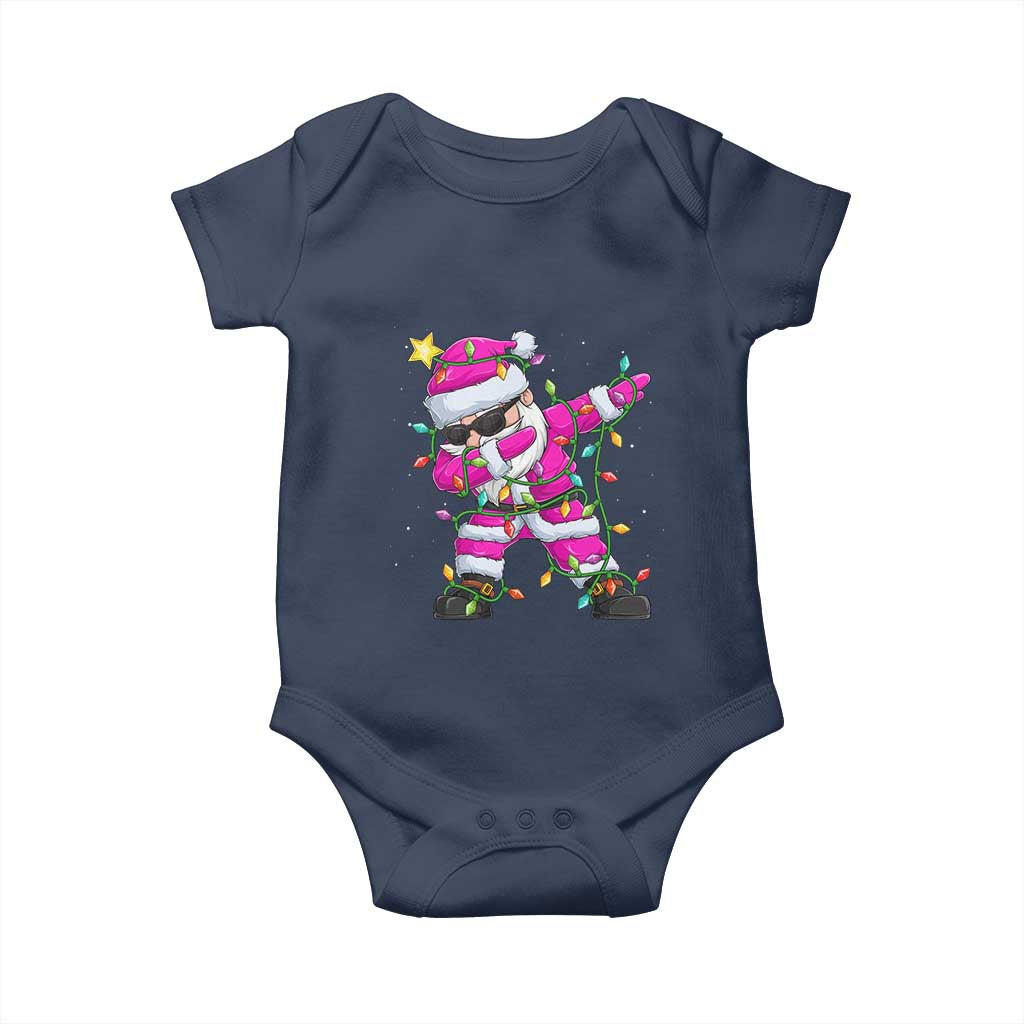Dabbing Santa Baby Onesie Xmas Lights Pink Christmas Gifts TS10 Navy Print Your Wear