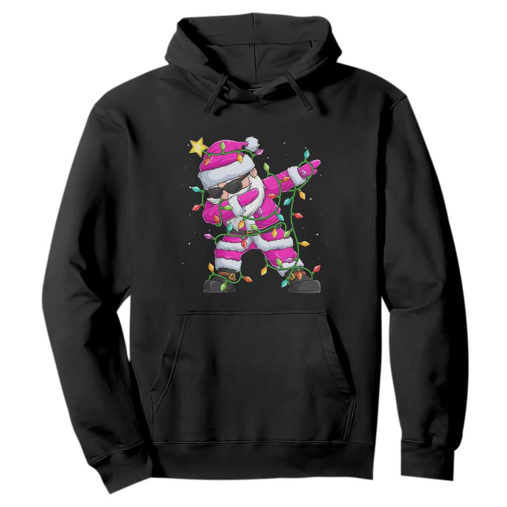 Dabbing Santa Hoodie Xmas Lights Pink Christmas Gifts TS10 Black Print Your Wear