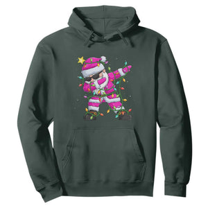 Dabbing Santa Hoodie Xmas Lights Pink Christmas Gifts TS10 Dark Forest Green Print Your Wear