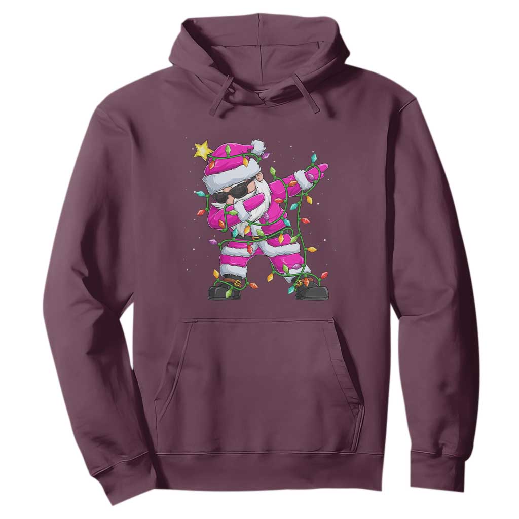 Dabbing Santa Hoodie Xmas Lights Pink Christmas Gifts TS10 Maroon Print Your Wear