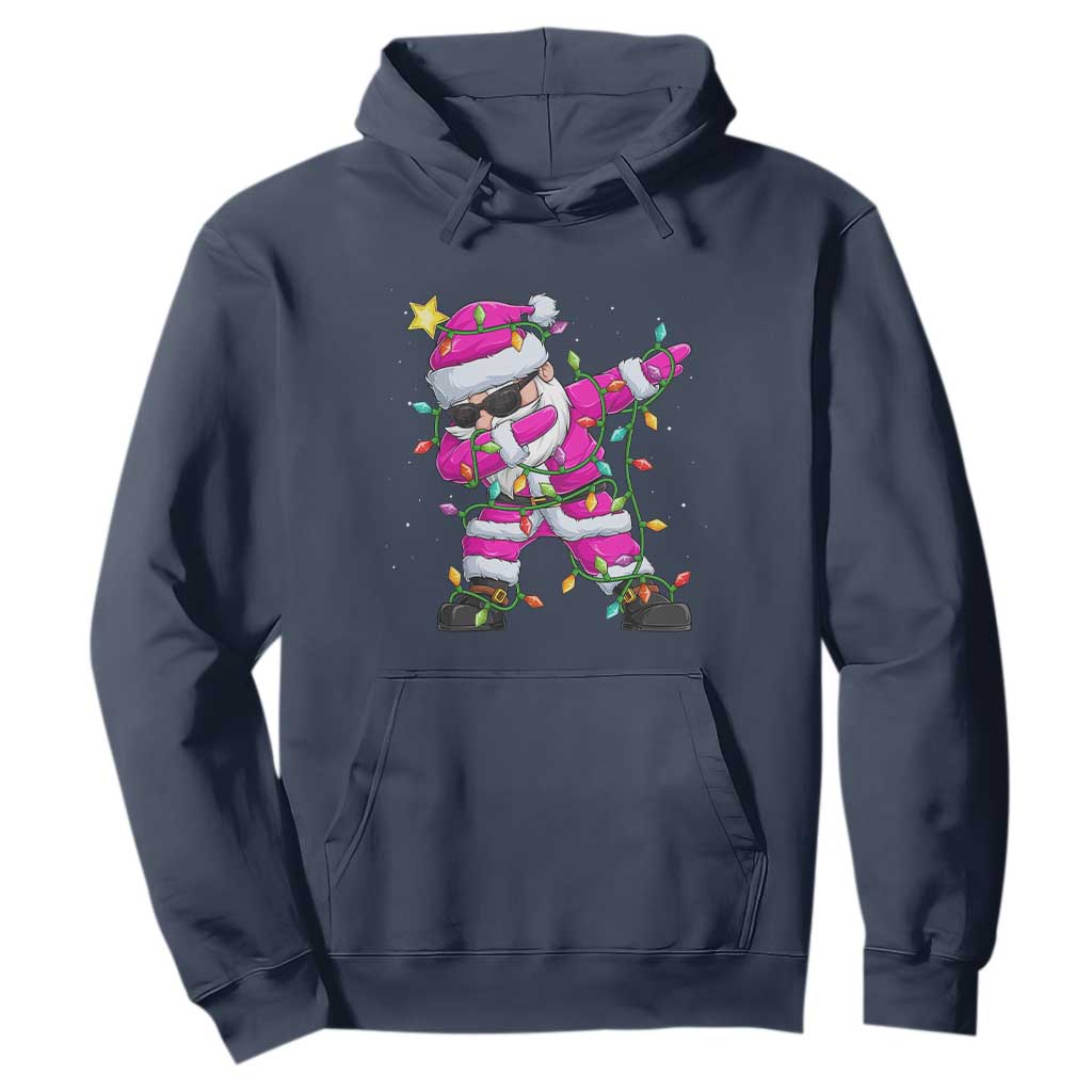 Dabbing Santa Hoodie Xmas Lights Pink Christmas Gifts TS10 Navy Print Your Wear