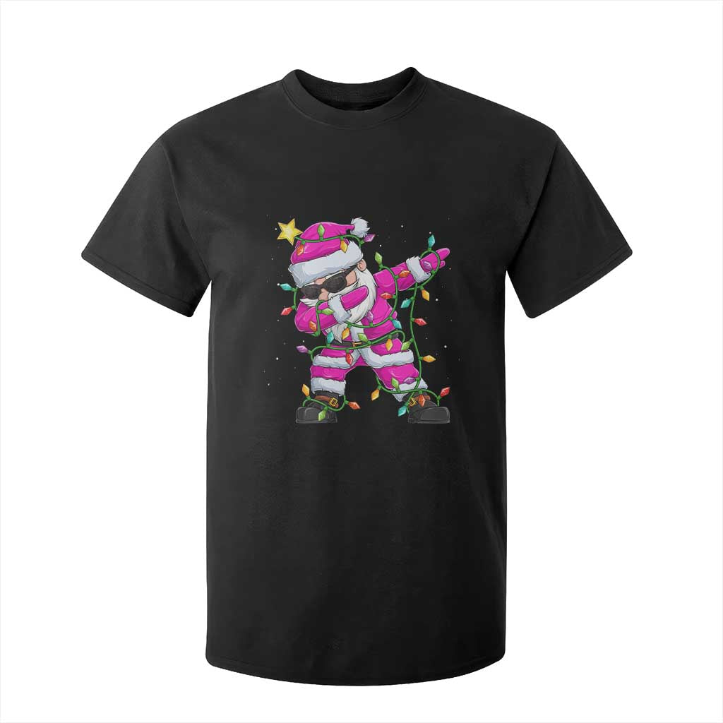 Dabbing Santa T Shirt For Kid Xmas Lights Pink Christmas Gifts TS10 Black Print Your Wear