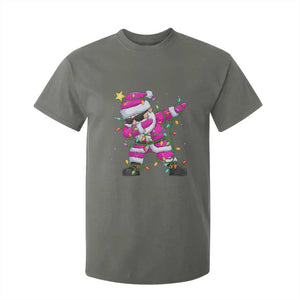 Dabbing Santa T Shirt For Kid Xmas Lights Pink Christmas Gifts TS10 Military Green Print Your Wear