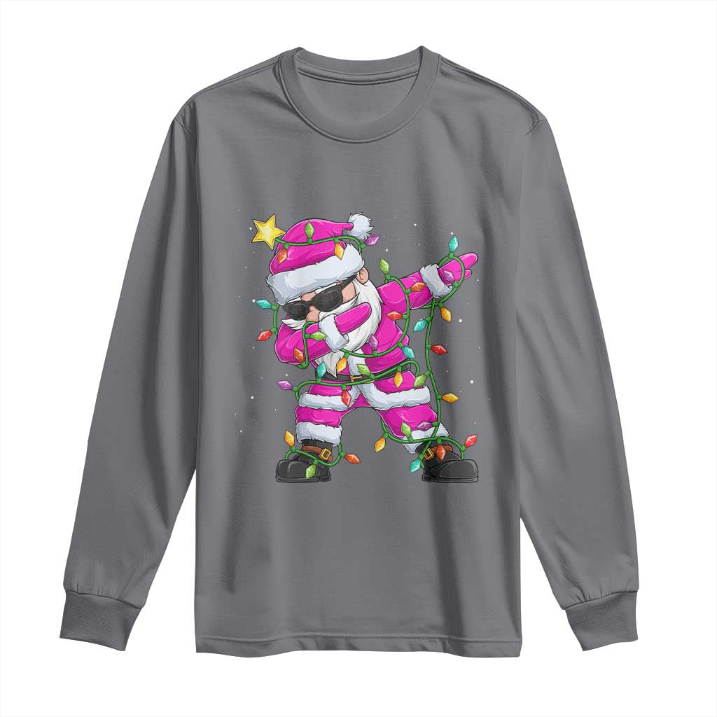 Dabbing Santa Long Sleeve Shirt Xmas Lights Pink Christmas Gifts TS10 Charcoal Print Your Wear