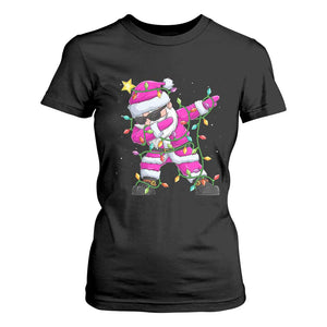 Dabbing Santa T Shirt For Women Xmas Lights Pink Christmas Gifts TS10 Black Print Your Wear