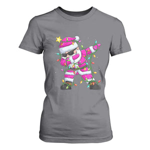 Dabbing Santa T Shirt For Women Xmas Lights Pink Christmas Gifts TS10 Charcoal Print Your Wear