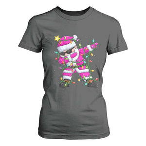 Dabbing Santa T Shirt For Women Xmas Lights Pink Christmas Gifts TS10 Dark Heather Print Your Wear