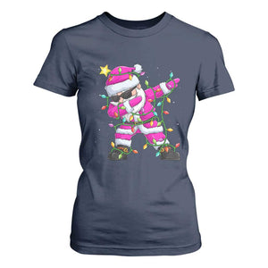Dabbing Santa T Shirt For Women Xmas Lights Pink Christmas Gifts TS10 Navy Print Your Wear