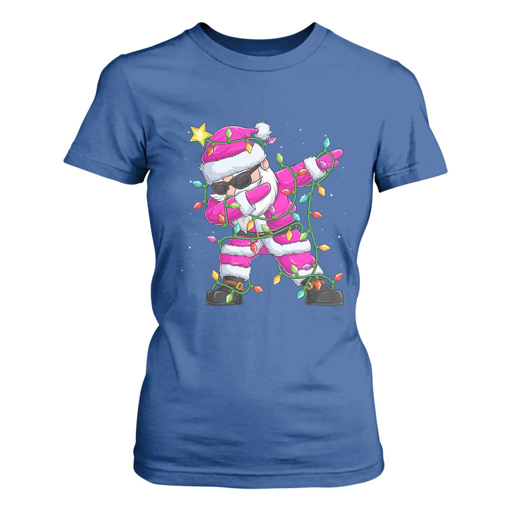 Dabbing Santa T Shirt For Women Xmas Lights Pink Christmas Gifts TS10 Royal Blue Print Your Wear