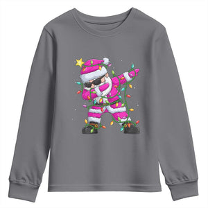 Dabbing Santa Youth Sweatshirt Xmas Lights Pink Christmas Gifts TS10 Charcoal Print Your Wear