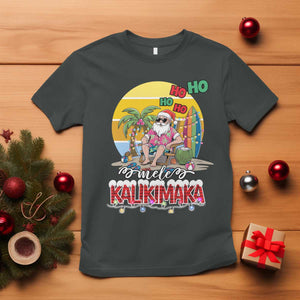 Mele Kalikimaka Hawaiian Christmas In July Hawaii Santa T Shirt Xmas Family Beach Vacation TS10 Dark Heather Print Your Wear