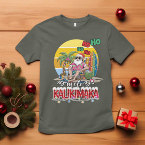 Mele Kalikimaka Hawaiian Christmas In July Hawaii Santa T Shirt Xmas Family Beach Vacation TS10 Military Green Print Your Wear