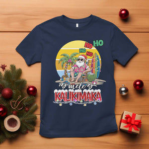 Mele Kalikimaka Hawaiian Christmas In July Hawaii Santa T Shirt Xmas Family Beach Vacation TS10 Navy Print Your Wear