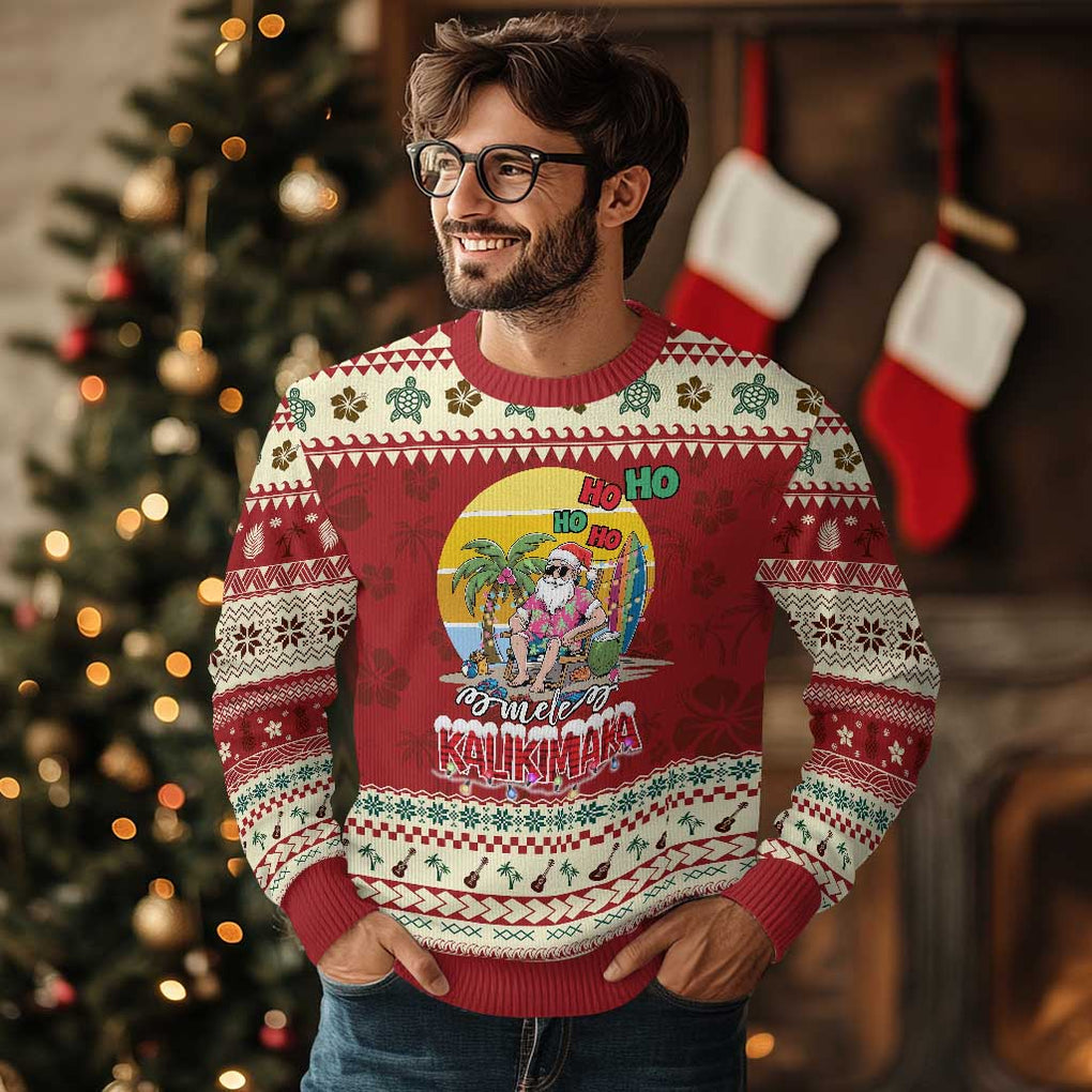 Mele Kalikimaka Hawaiian Ugly Christmas Sweater Xmas Family Beach Vacation Hawaii Santa TS10 Hibiscus Print Your Wear