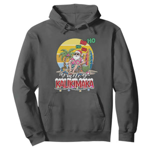 Mele Kalikimaka Hawaiian Christmas In July Hawaii Santa Hoodie Xmas Family Beach Vacation TS10 Dark Heather Print Your Wear