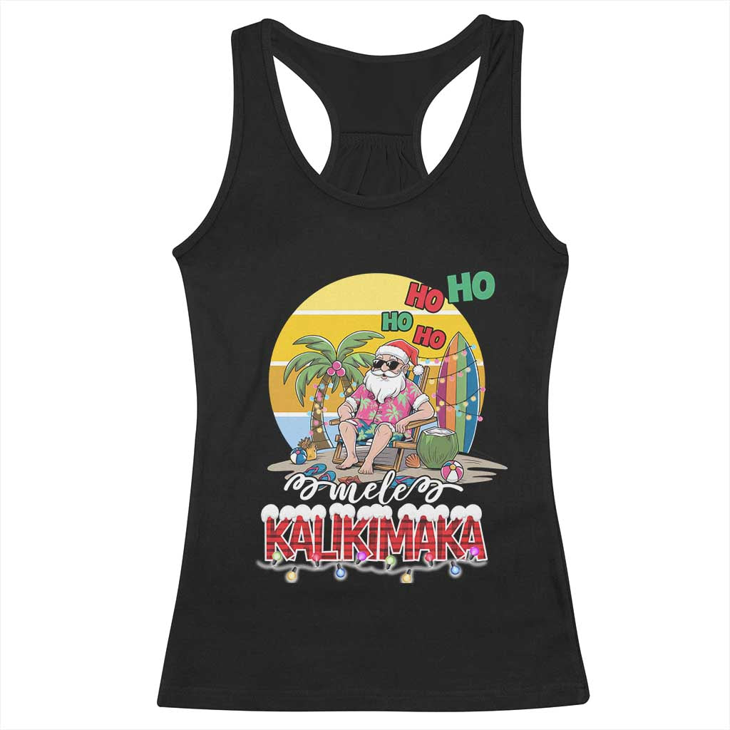 Mele Kalikimaka Hawaiian Christmas In July Hawaii Santa Racerback Tank Top Xmas Family Beach Vacation TS10 Black Print Your Wear