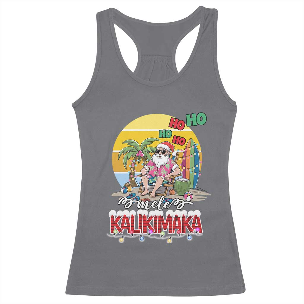 Mele Kalikimaka Hawaiian Christmas In July Hawaii Santa Racerback Tank Top Xmas Family Beach Vacation TS10 Charcoal Print Your Wear