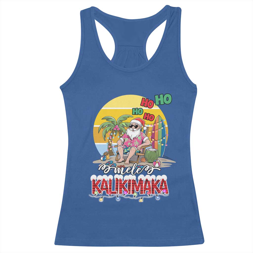 Mele Kalikimaka Hawaiian Christmas In July Hawaii Santa Racerback Tank Top Xmas Family Beach Vacation TS10 Royal Blue Print Your Wear