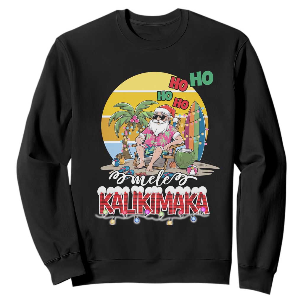 Mele Kalikimaka Hawaiian Christmas In July Hawaii Santa Sweatshirt Xmas Family Beach Vacation TS10 Black Print Your Wear