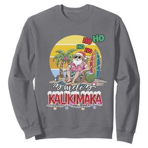 Mele Kalikimaka Hawaiian Christmas In July Hawaii Santa Sweatshirt Xmas Family Beach Vacation TS10 Charcoal Print Your Wear