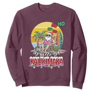 Mele Kalikimaka Hawaiian Christmas In July Hawaii Santa Sweatshirt Xmas Family Beach Vacation TS10 Maroon Print Your Wear