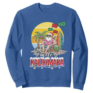 Mele Kalikimaka Hawaiian Christmas In July Hawaii Santa Sweatshirt Xmas Family Beach Vacation TS10 Royal Blue Print Your Wear