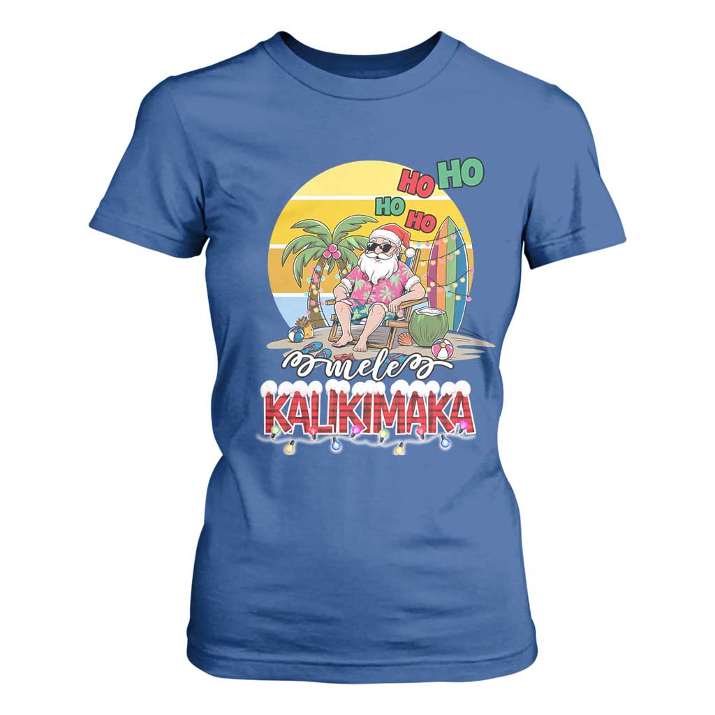 Mele Kalikimaka Hawaiian Christmas In July Hawaii Santa T Shirt For Women Xmas Family Beach Vacation TS10 Royal Blue Print Your Wear