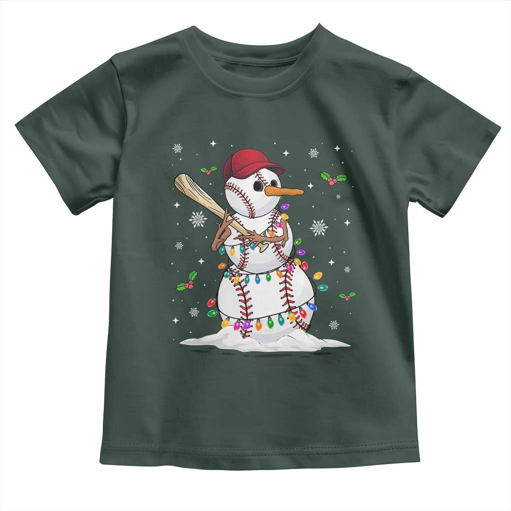 Christmas Baseball Player Baby Shirt Snowman Balls Xmas Gifts Santa Sports Men Boys TS10 Dark Forest Green Print Your Wear