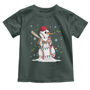 Christmas Baseball Player Baby Shirt Snowman Balls Xmas Gifts Santa Sports Men Boys TS10 Dark Forest Green Print Your Wear