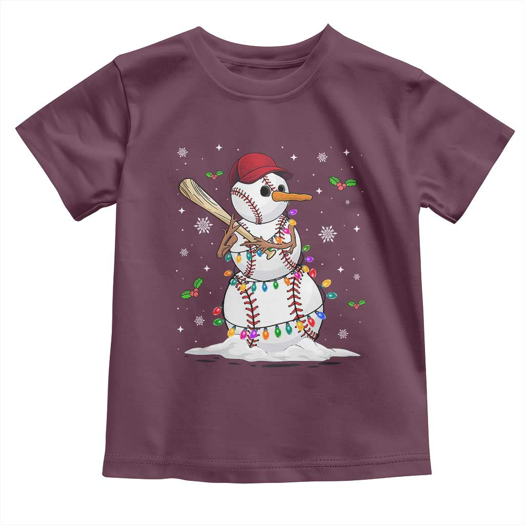 Christmas Baseball Player Baby Shirt Snowman Balls Xmas Gifts Santa Sports Men Boys TS10 Maroon Print Your Wear