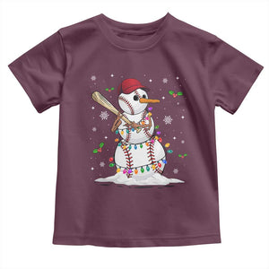 Christmas Baseball Player Baby Shirt Snowman Balls Xmas Gifts Santa Sports Men Boys TS10 Maroon Print Your Wear
