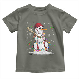 Christmas Baseball Player Baby Shirt Snowman Balls Xmas Gifts Santa Sports Men Boys TS10 Military Green Print Your Wear