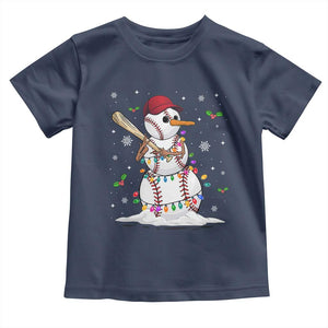 Christmas Baseball Player Baby Shirt Snowman Balls Xmas Gifts Santa Sports Men Boys TS10 Navy Print Your Wear