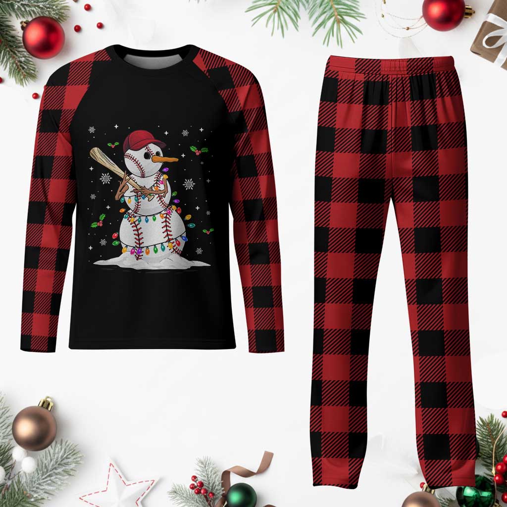 Christmas Baseball Player Plaid Pajama Set Snowman Balls Xmas Gifts Santa Sports Men Boys TS10 Buffalo Plaid Print Your Wear