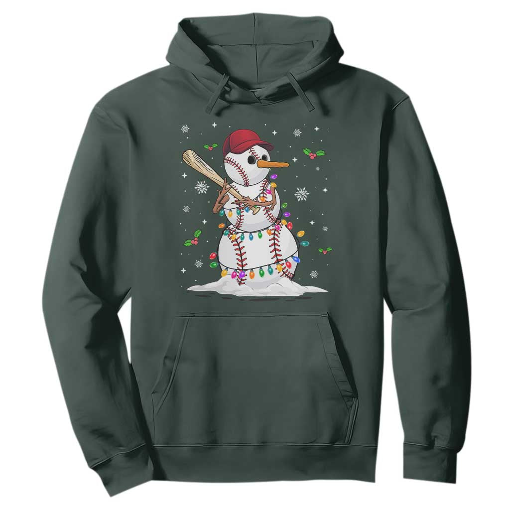 Christmas Baseball Player Hoodie Snowman Balls Xmas Gifts Santa Sports Men Boys TS10 Dark Forest Green Print Your Wear